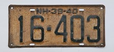 1939 1940 New Hampshire License Plate 16-403