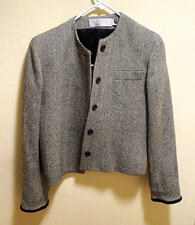 H&M Women s Gray Herringbone Short Jacket Bla...