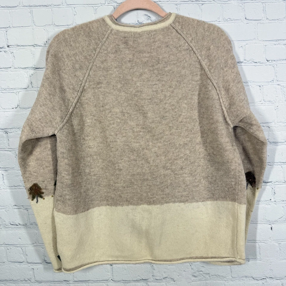 Cárdigan de Navidad Woolrich Corderos Lana Mujeres Mediano Muñeco de Nieve Granja Suéter Feo Foto 3 de 4