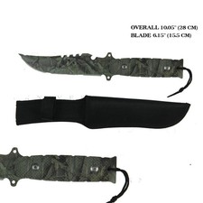 Hunting Knife CAMO 15.5cm Blade Sheath Camping Tactical Bowie Army Outdoor Pig