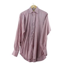 USA Made Paul Stuart 15x34 Woven In Italy Mens Red Long Sleeve Button Down Shirt