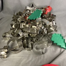 HUGE Lot Of 52 Vintage Cookie Cutters Aluminum Christmas Valentines Etc
