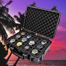 Portable 12 Watch Storage Box Collector Travel Wrist Watch Organizer Case Holder