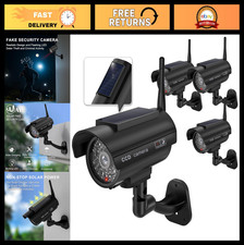 Solar Powered Dummy Fake Security Camera with LED Light, 4 Pack, Indoor Outdoor