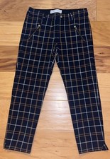 ZARA GIRLS BACK  BROWN PLAID SKINNY STRETCH SLACKS SIZE 6 EXCELLENT COND LD5