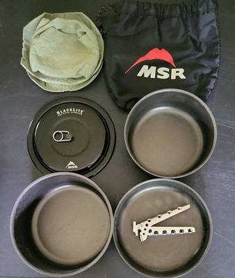 MSR BlackLite Duralite Lightweight Camping Non-Stick Aluminum Cook Set 4-Piece