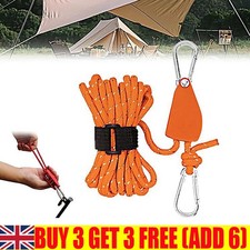 Heavy Duty Tent Pulley System Quick Release Adjustable Guyline Rope for Camping