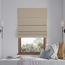 31"x64" Sun Zero 100% Blackout Pryer Textured Cordless Roman Window Shade Stone: