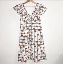 Zara Floral Plaid Ruffle A-Line Midi Dress Sz M