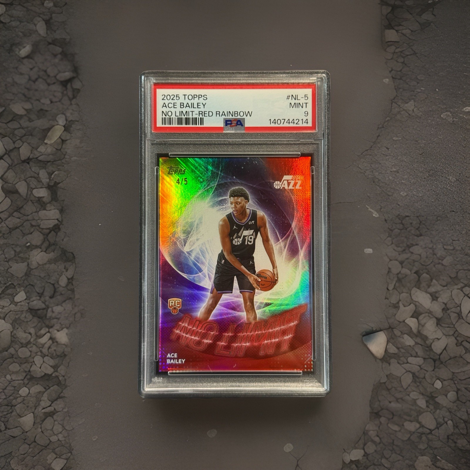 2025 Topps Basketball Utah Jazz RC Ace Bailey No Limit Red Foil /5 PSA 9 POP 1