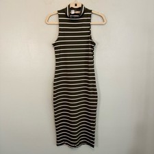 Capella Women's Sleeveless Mockneck Midi Green and White Bodycon Dress Size L