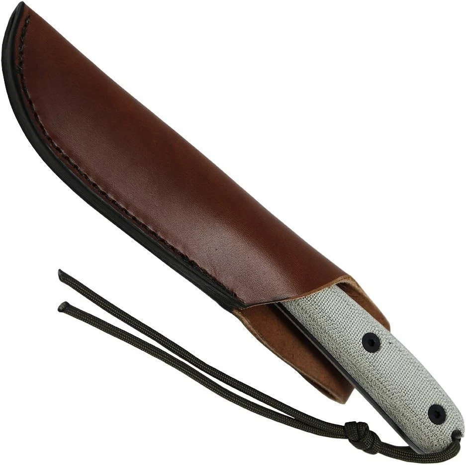 Cuchillo Bushcraft ESEE-3HM mango modificado borde liso con funda de cuero Foto 2 de 3