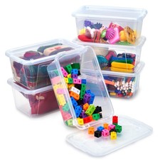 6 Quart Stackable Plastic Storage Bins with Lids, 6 Pack, Clear