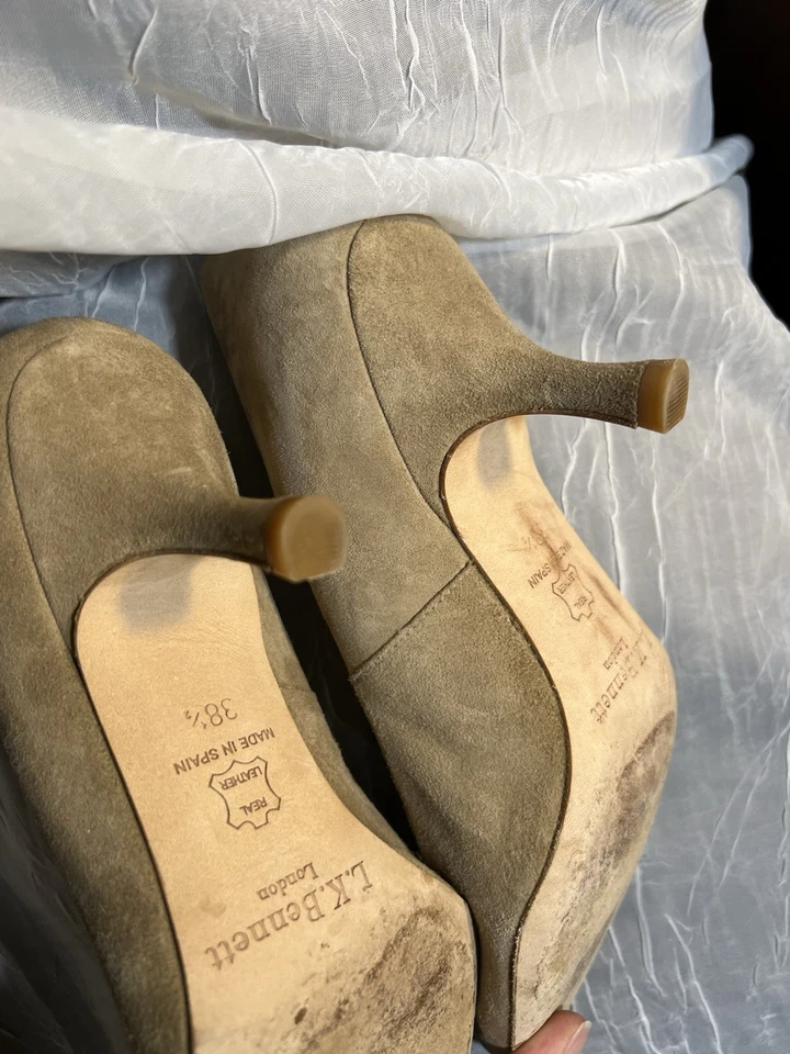 LK Bennet EU 38.5 US 8 Londres Gamuza Arco Gatito Tacones en Desnudo Bronceado España Retirado Foto 3 de 4