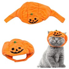 Hying Cats Halloween Pumpkin Hat for Dogs and Pets - Adjustable 5.2 inches