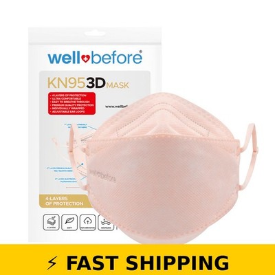 WellBefore KN95 Respirator Masks, Coral, Medium, 10-Pack