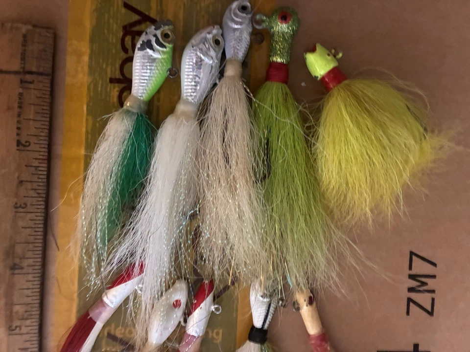 Lote de 15 Plantillas Bucktail de Agua Salada USADAS Plantilla Rayas Bass Grouper Bluefish Fluke Foto 2 de 4