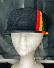 Rasta Beanie Skull Hat Black/With Rasta Strip Kids One Size