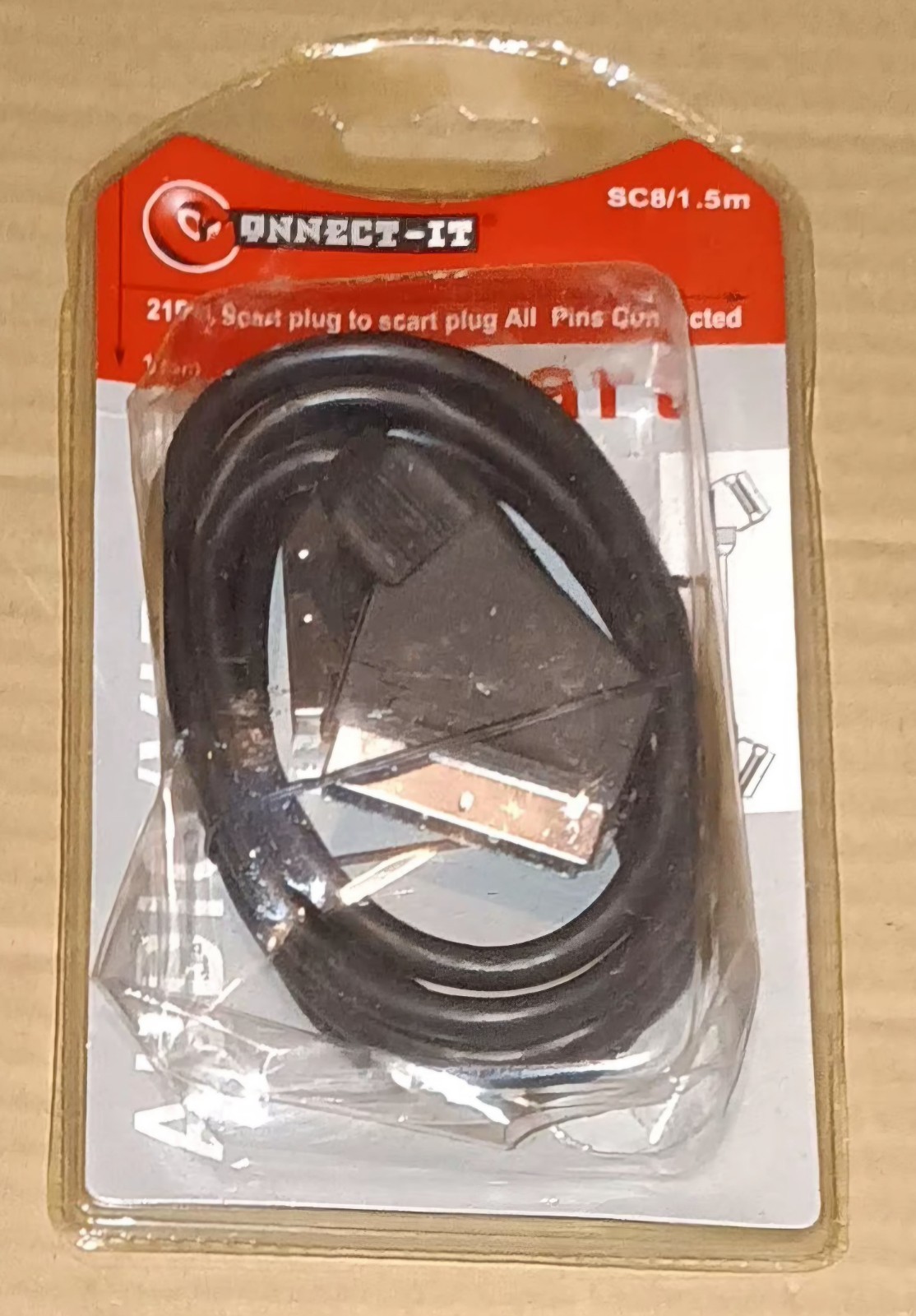 Connect-it Sc8/1.5M 21 Pin Scart Plug to Scart Plug All Pins Connected Lead