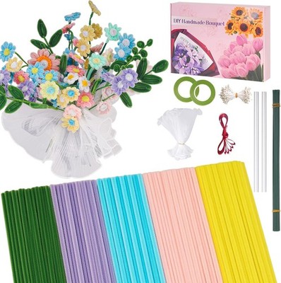 500 PCS Pipe Cleaners Craft Kit for Flower All-in-one Package, Multi-color 