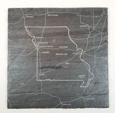 Slate Cheese Charcuterie Serving Board with Missouri State Map Gray 11"x11"