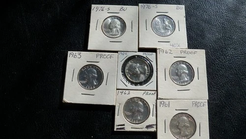 Lot Of 7 Quarters *SILVER* 5 proofs , 2 1976-S BU