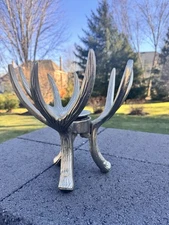 Cast Metal Antler Candle Holder Centerpiece Rustic Lodge Farmhouse 10” Tall