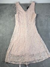 Lane Bryant Dress Womens 14 Pink Cotton Blend Fit Flare Lace Lined Formal Preppy