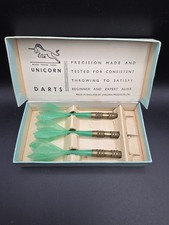 Vintage Unicorn Set Of Darts - Green Flights- Made In England
