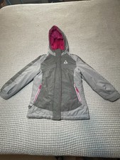 Girls Gerry Winter Zip Up Hooded Ski Coat Girls Gray and Pink Size 7/8