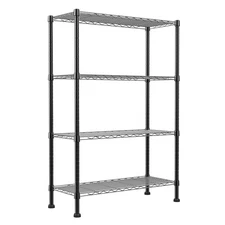 Standing Storage Rack 4-Wire Metal Adjustable Shelves Black 14.1x30x54