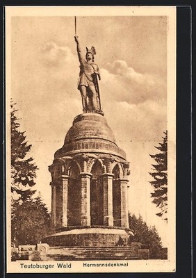 Postcard Teutoburg Forest, Hermanns monument in cloudy sky 1923 