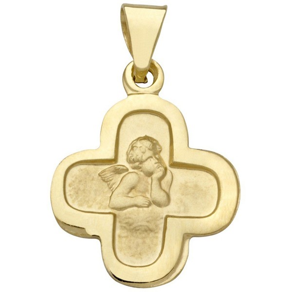 Miamar EN20 Kinder AnhäNger Kreuz Schutzengel 14 Karat (585) Gelbgold-image
