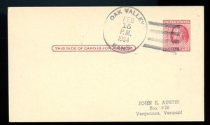 Oak Valley, Kansas Feb. 15, 1954 Last Day of U.S. Post Office with 4 Other Towns