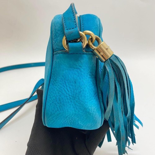 Borsa a tracolla Gucci Soho nappa scamosciata nabuk blu autentica - Foto 6 di 24