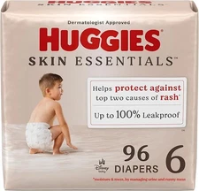 Huggies Size 6 Diapers, Skin Essentials Baby Diapers, Size 6 (35+ lbs), 96 Count