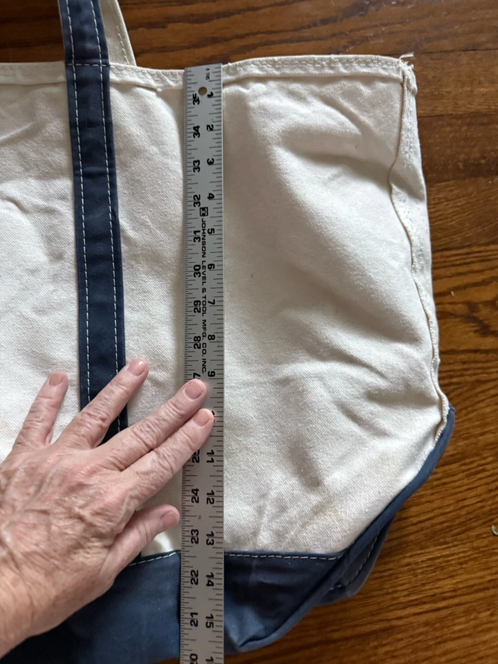 LL BEAN Boat and Tote XL XXL Extra Grande Cremallera Azul Natural 25” Foto 3 de 4