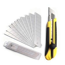 25mm Heavy Duty Utility Knife Box Cutter With 10pcs Sk5 Retract Blades Snapoff C