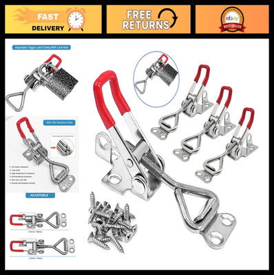 Adjustable Toggle Latch Clamp 304 Stainless Steel, 300Lbs Capacity, 4-Pack + Scr