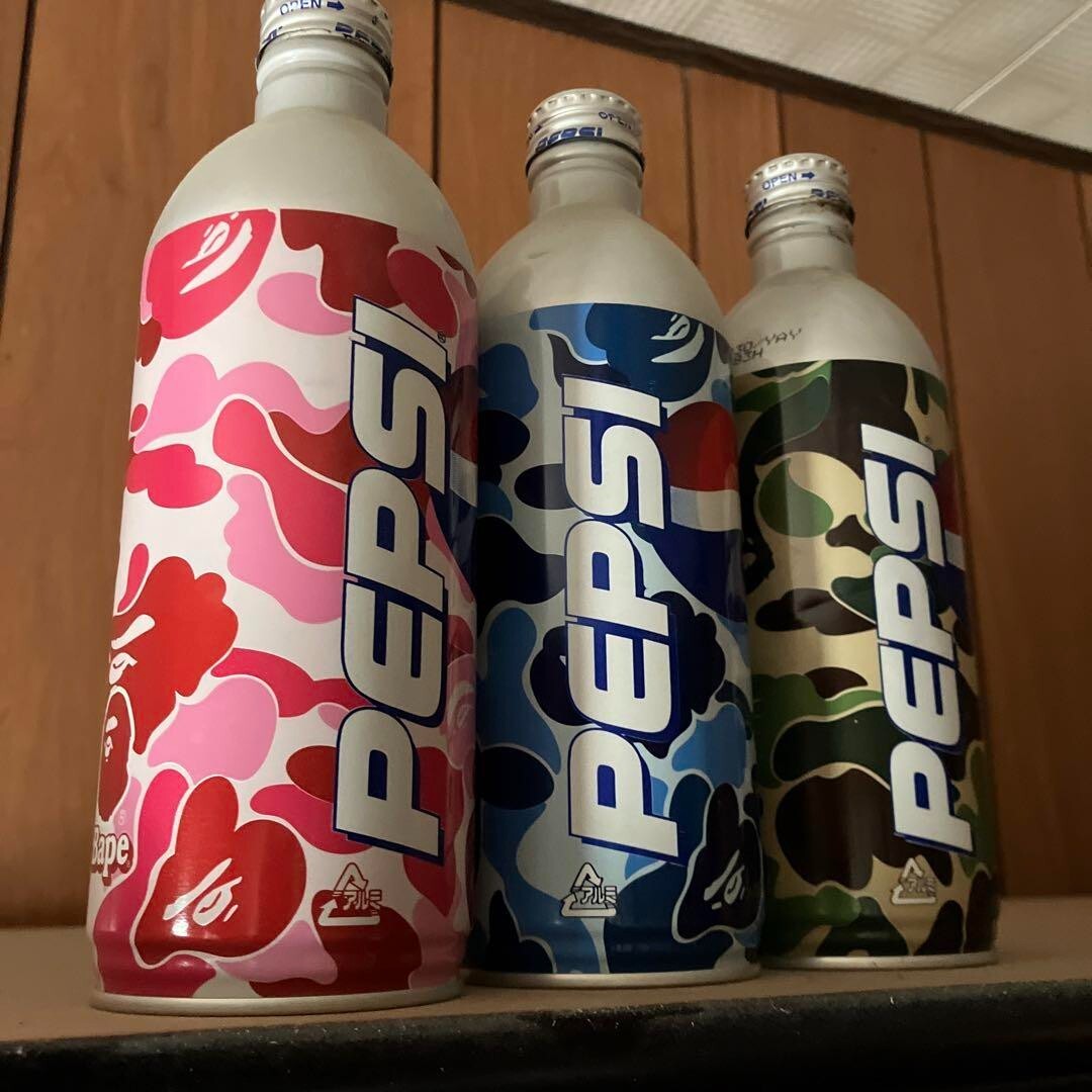 2001年　A BATHING APE APE×PEPSI景品　非売品セット 2001 A Bathing Ape x Pepsi Empty Cans Bottle set of 3 Aoyama