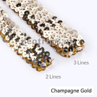 Elasticated Stretch Sequin Trimming 2cm/3cms Wide 20 Colors Dressmaking Crafts