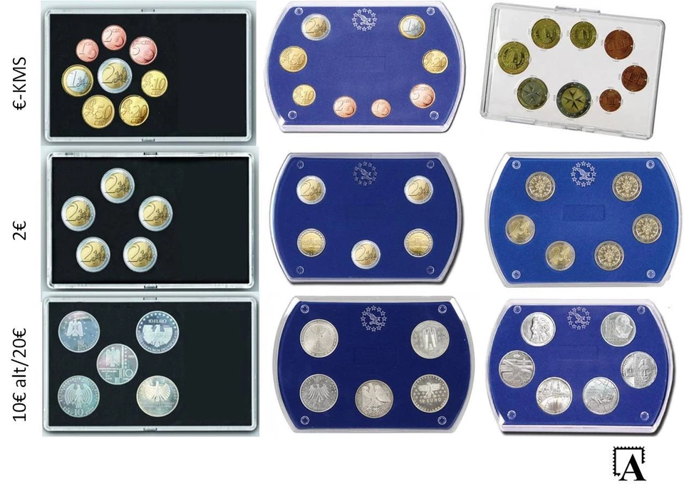 SAFE Acryl Etui Münzetui 2, 10, 20 Euro und Euro-Satz KMS Epalux Eurobox Kunststoff