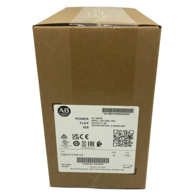 25B-D1P4N104 PowerFlex 525 0.4kW (0.5Hp) AC Drive New Allen Bradley Original AB