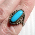 Vintage Southwestern Sterling Silver Stabilized Turquoise Ring 925 Sz 7.25 4.2g