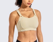 Syrokan High Impact Wirefree Racerback Lightly Padded Sports Bra Oil Gray 38 D 