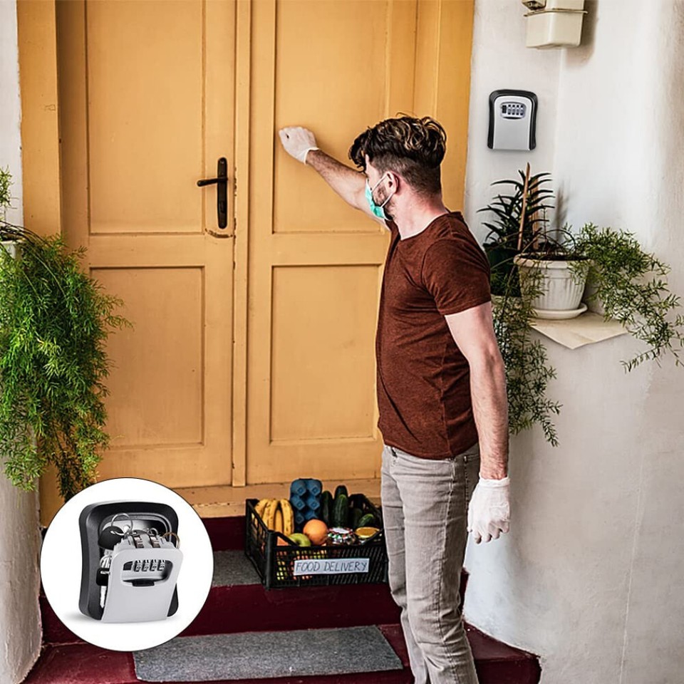 Wall Mounted Key Safe - 4 Digits Combination Key Safe Outdoor Key ...