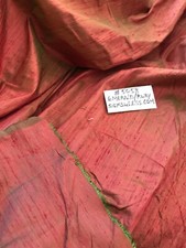 DESIGNER QUALITY IRIDESCENT SILK DUPIONI, HAND WOVEN - EMERALD/RUBY