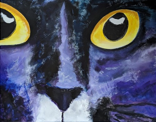 Black Cat Painting Original Collectible Contemporary Art By Samantha McLean