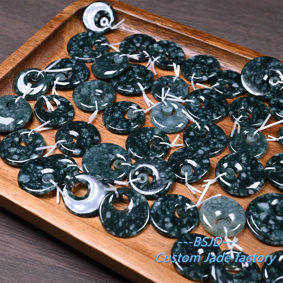 10 pares de copos de nieve naturales verde azul jadeíta guatemalteca azul claro grado donut Foto 2 de 4