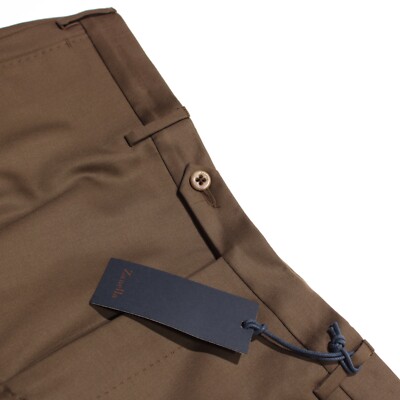 Zanella Platinum NWT Dress Pants Size 36 US Parker In Brown 100% Wool